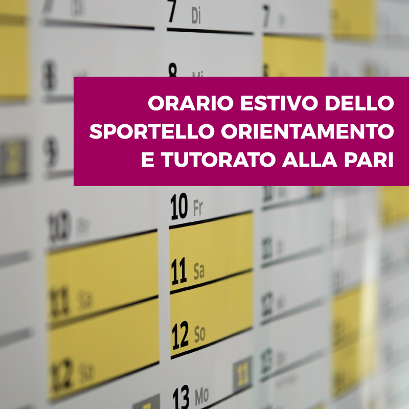 Chiusura Estiva Sportello Orientamento 2018