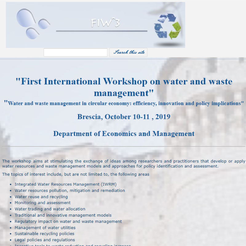 First International Workshop on water and waste management
