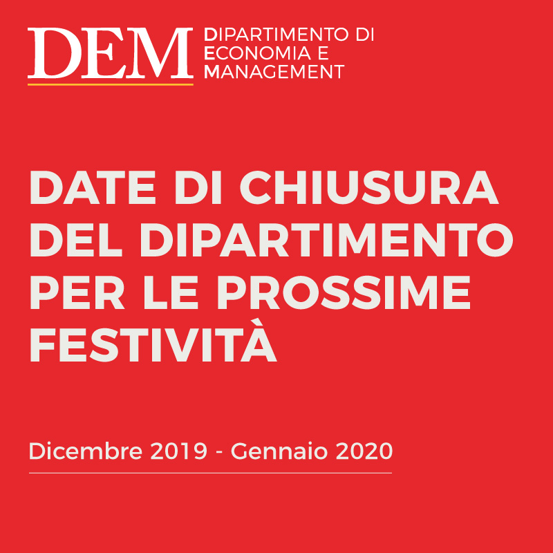 Chiusura Dipartimento Economia Dic 2019 Gen 2020