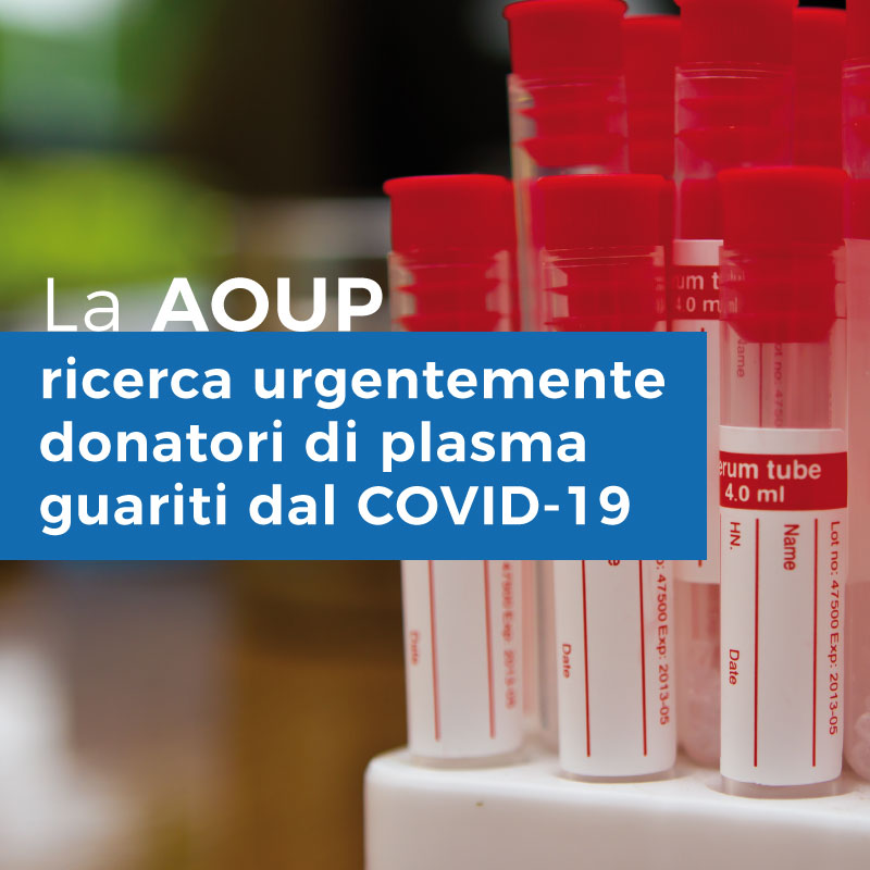 Ricerca donatori di plasma guariti dal COVID-19