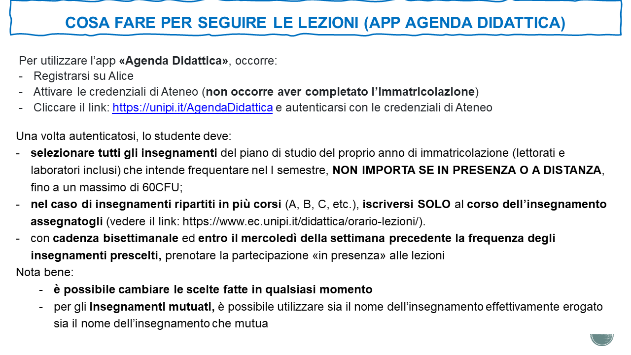 Modalità di svolgimento delle lezioni - I semestre a.a. 2021/22