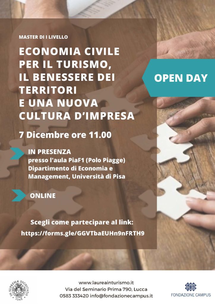 Locandina OPEN DAY Master In Economia Civile