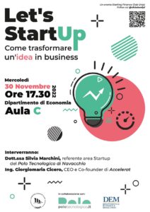 Locandina Lets Startup Evento 30 11 2022