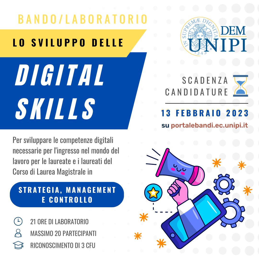 Bando Laboratorio su “Lo sviluppo delle digital skills”, II Semestre, a.a. 2022/2023