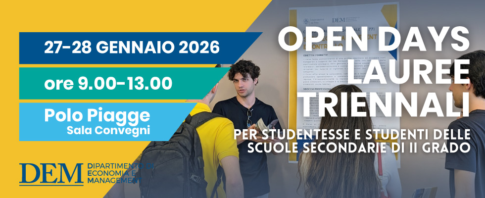 Open Days A Economia Pisa Il 28 Gennaio 2026