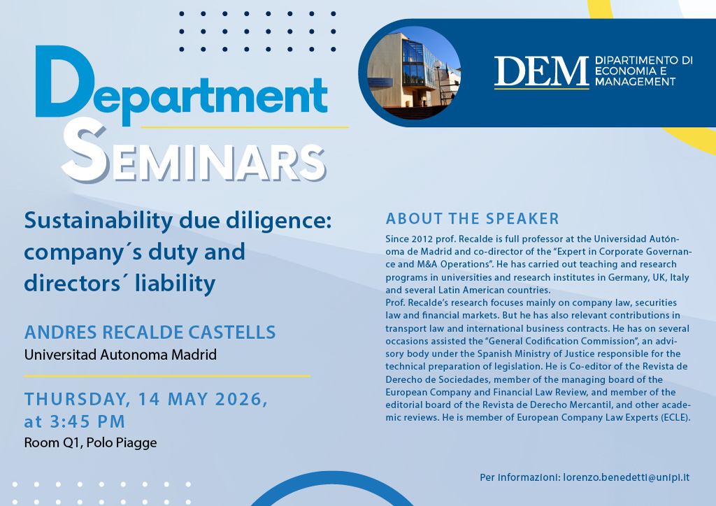 DEM Seminars, 14 maggio 2026