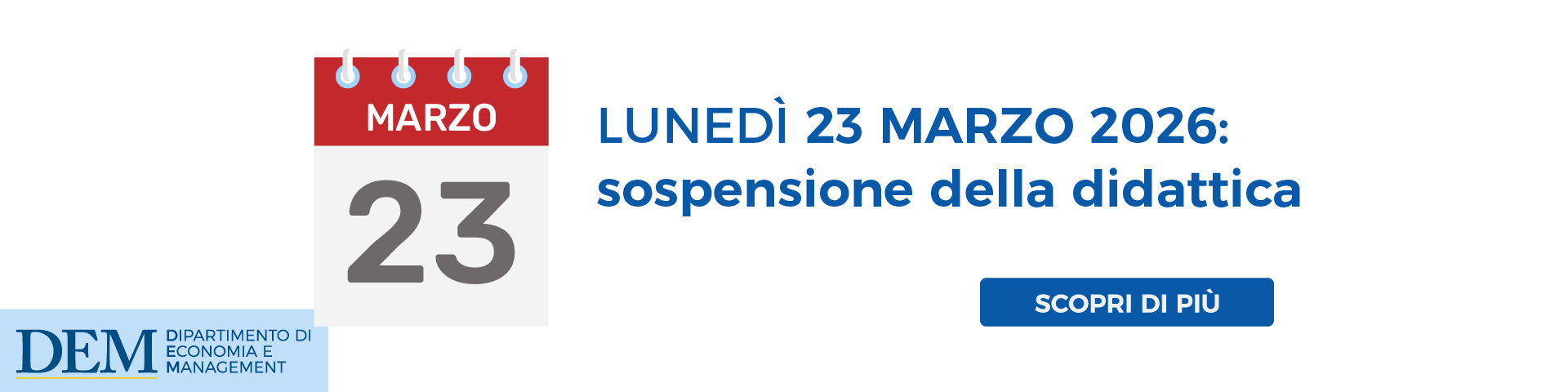 23 Marzo 2026: sospensione della didattica